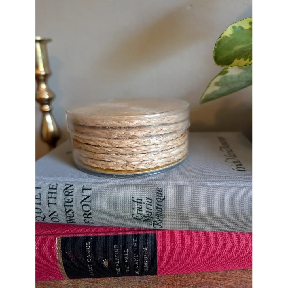Vintage Hallie St. Mary Woven Abaca Fiber Coasters Set of 6 Natural Straw Boho
